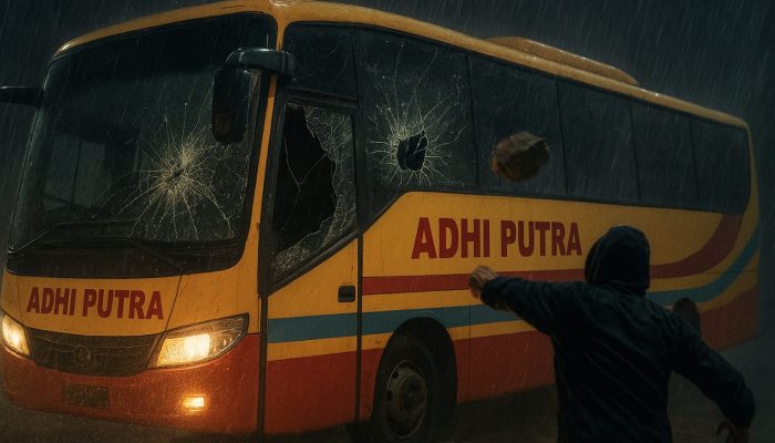 Drama Tengah Malam di Luwu: Bus Dilempari Orang Misterius