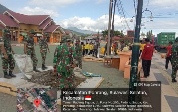 Koramil Padang Sappa Gandeng Mahasiswa Uncok, Jumat Bersih Sambut MTQ Kabupaten